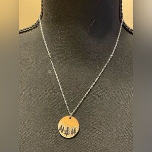 Pine Forest Two Tone Silver and Copper Pendant